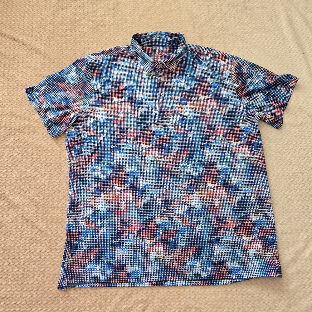 Robert Graham Golf Polo Shirt 2XL Geometric Pattern. Multicolor - Picture 5 of 13